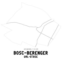 BOSC-BERENGER Val-d'Oise. Minimalistic street map with black and white lines.
