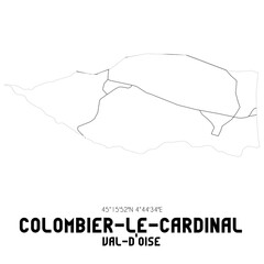COLOMBIER-LE-CARDINAL Val-d'Oise. Minimalistic street map with black and white lines.