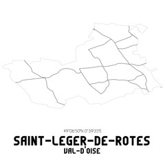 SAINT-LEGER-DE-ROTES Val-d'Oise. Minimalistic street map with black and white lines.