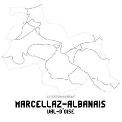 MARCELLAZ-ALBANAIS Val-d'Oise. Minimalistic street map with black and white lines.