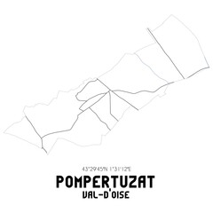 POMPERTUZAT Val-d'Oise. Minimalistic street map with black and white lines.