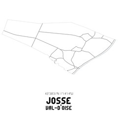 JOSSE Val-d'Oise. Minimalistic street map with black and white lines.