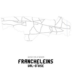 FRANCHELEINS Val-d'Oise. Minimalistic street map with black and white lines.