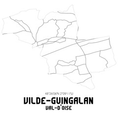 VILDE-GUINGALAN Val-d'Oise. Minimalistic street map with black and white lines.