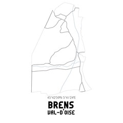 BRENS Val-d'Oise. Minimalistic street map with black and white lines.