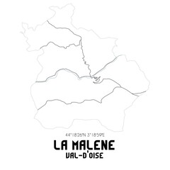 LA MALENE Val-d'Oise. Minimalistic street map with black and white lines.