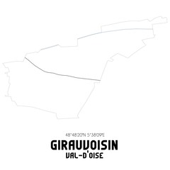 GIRAUVOISIN Val-d'Oise. Minimalistic street map with black and white lines.