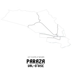 PARAZA Val-d'Oise. Minimalistic street map with black and white lines.