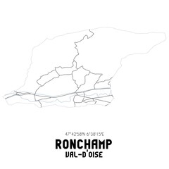 RONCHAMP Val-d'Oise. Minimalistic street map with black and white lines.