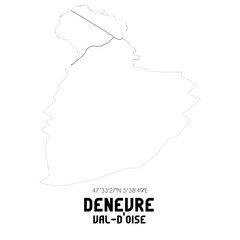 DENEVRE Val-d'Oise. Minimalistic street map with black and white lines.