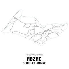 ABZAC Seine-et-Marne. Minimalistic street map with black and white lines.