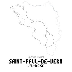 Obraz premium SAINT-PAUL-DE-VERN Val-d'Oise. Minimalistic street map with black and white lines.