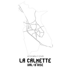 LA CALMETTE Val-d'Oise. Minimalistic street map with black and white lines.