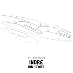 INDRE Val-d'Oise. Minimalistic street map with black and white lines.