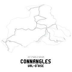 CONNANGLES Val-d'Oise. Minimalistic street map with black and white lines.