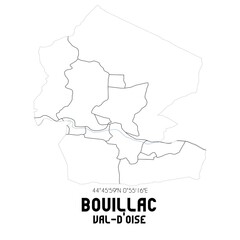 BOUILLAC Val-d'Oise. Minimalistic street map with black and white lines.