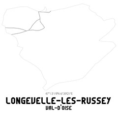 LONGEVELLE-LES-RUSSEY Val-d'Oise. Minimalistic street map with black and white lines.