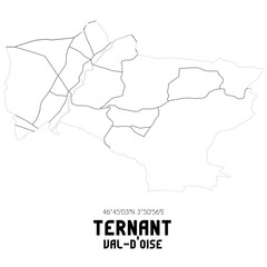 TERNANT Val-d'Oise. Minimalistic street map with black and white lines.