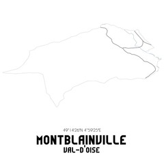 MONTBLAINVILLE Val-d'Oise. Minimalistic street map with black and white lines.