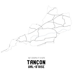 TANCON Val-d'Oise. Minimalistic street map with black and white lines.