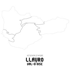 LLAURO Val-d'Oise. Minimalistic street map with black and white lines.