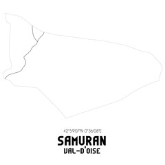 SAMURAN Val-d'Oise. Minimalistic street map with black and white lines.