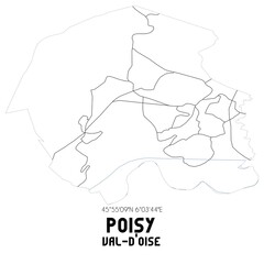 POISY Val-d'Oise. Minimalistic street map with black and white lines.