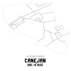 CANEJAN Val-d'Oise. Minimalistic street map with black and white lines.