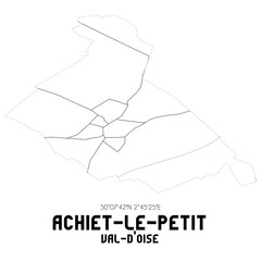 ACHIET-LE-PETIT Val-d'Oise. Minimalistic street map with black and white lines.