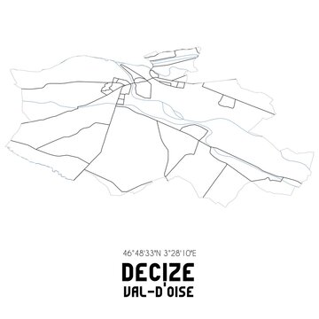 DECIZE Val-d'Oise. Minimalistic street map with black and white lines.