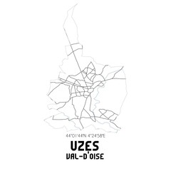UZES Val-d'Oise. Minimalistic street map with black and white lines.