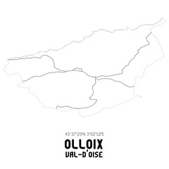 Obraz premium OLLOIX Val-d'Oise. Minimalistic street map with black and white lines.