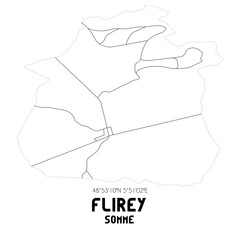 FLIREY Somme. Minimalistic street map with black and white lines.