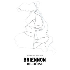 BRIENNON Val-d'Oise. Minimalistic street map with black and white lines.