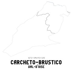 CARCHETO-BRUSTICO Val-d'Oise. Minimalistic street map with black and white lines.