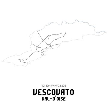 VESCOVATO Val-d'Oise. Minimalistic street map with black and white lines.