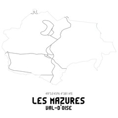 LES MAZURES Val-d'Oise. Minimalistic street map with black and white lines.