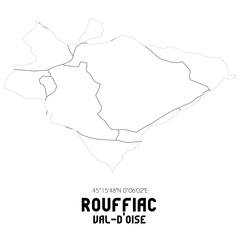 ROUFFIAC Val-d'Oise. Minimalistic street map with black and white lines.
