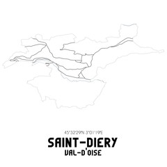 SAINT-DIERY Val-d'Oise. Minimalistic street map with black and white lines.