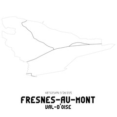 FRESNES-AU-MONT Val-d'Oise. Minimalistic street map with black and white lines.