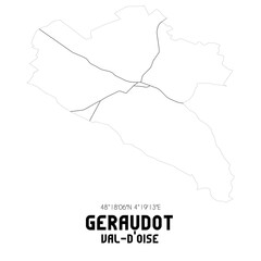 GERAUDOT Val-d'Oise. Minimalistic street map with black and white lines.