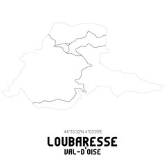 LOUBARESSE Val-d'Oise. Minimalistic street map with black and white lines.