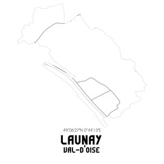 LAUNAY Val-d'Oise. Minimalistic street map with black and white lines.