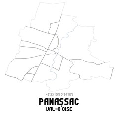 PANASSAC Val-d'Oise. Minimalistic street map with black and white lines.