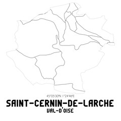 SAINT-CERNIN-DE-LARCHE Val-d'Oise. Minimalistic street map with black and white lines.