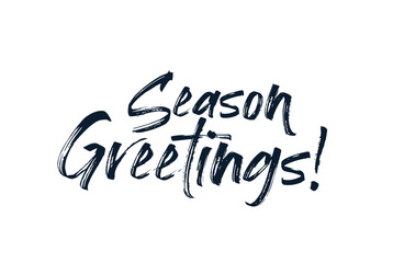 Season's greetings brush hand lettering, isolated on white background