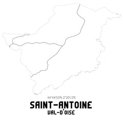 SAINT-ANTOINE Val-d'Oise. Minimalistic street map with black and white lines.