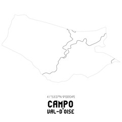 CAMPO Val-d'Oise. Minimalistic street map with black and white lines.
