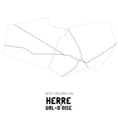 HERRE Val-d'Oise. Minimalistic street map with black and white lines.