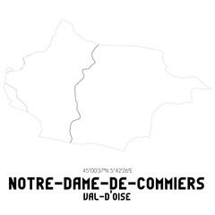 NOTRE-DAME-DE-COMMIERS Val-d'Oise. Minimalistic street map with black and white lines.